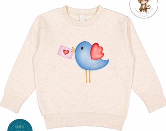 Valentine Bird Kids Sweatshirt | Love Message Valentines Day Tshirt | Custom Valentine Baby Onesie® | Valentine Outfit