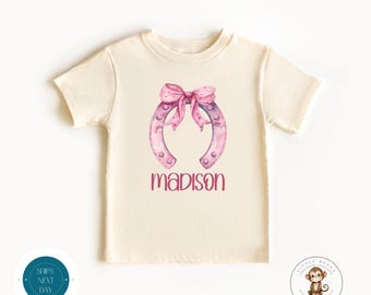 Horseshoe Girls Personalized Name Kids Tshirt | Cute Cowgirl Theme Baby Onesie® | Custom Gifts For Kids | Baby Shower Gift