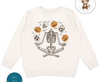 Juggling Skeleton Sweatshirt | Halloween Fall Girly Shirt | Cozy Hoodie Toddler Kids Adult | Gift For Her