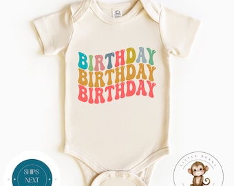Birthday Wavy Stack Baby Onesie® | Custom Retro Birthday Kids Tshirt | Cute Kids Gift | Birthday Onesie®