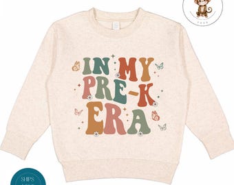 In My Pre-K Era Retro Toddler Sweatshirt | Vintage Natural Heathered Crewneck |  School Era Toddler Tshirt