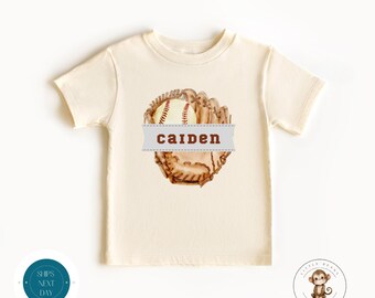 Baseball Boys Mitt Personalized Name Kids Tshirt | Cute Sports Baby Onesie® | Custom Gift for Kids | Baseball Kids Personalized Sweatshirt