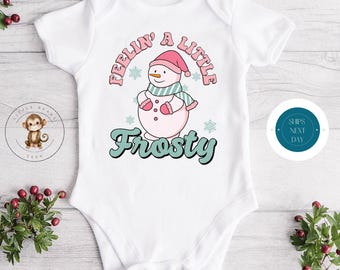 Feeling Frosty Holiday Onesie® | Custom Kids Tshirt | Funny Christmas Onesie® | Holiday Baby Gift | Christmas Retro Onesie®