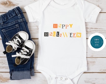 Happy Halloween Message Onesie® | Custom Kids Tshirt | Cute Baby Halloween Onesie®