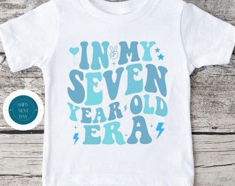 In My Seven Year Old Era Blue Baby Onesie® | Fourth Birthday Boys Tshirt |  Birthday Party Shirt