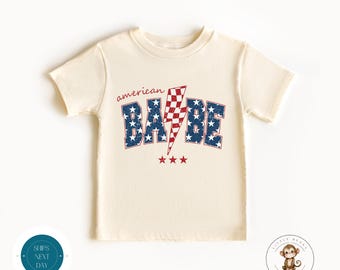 American Babe 4th of July Girls Tshirt | Custom Americana Baby Onesie® | Independence Day Onesie®
