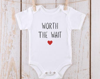 Worth The Wait | Announcement Baby Onesie® | Kids Tshirt | Custom Baby Bodysuit |  Reveal Onesie®