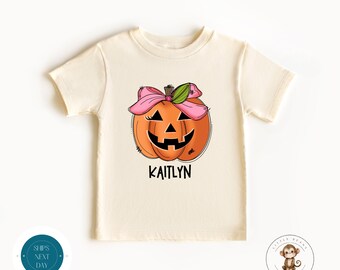 Girl Pumpkin Personalized Kids Tshirt | Cute Custom Halloween Baby Onesie® | Halloween Party Kids Shirt