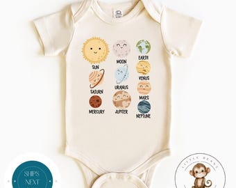 Solar System Planets Retro Cute Baby Onesie® | Boho Planets Baby Onesie® | Baby Shower Gift