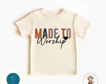 Made to Worship Church Kids Tshirt | Christian Catholic Religious Baby Onesie® | Baby Shower Gift