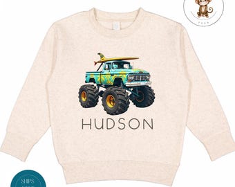 Big Truck Personalized Kids Sweatshirt | Kids Name Big Trucks Kids Tshirt | Baby Onesie® Shower Gift