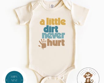 A Little Dirt Never Hurt Retro Baby Onesie®  | Cute FunnyVintage Vibe Kids Tshirt | Shower Gift | Kids Sweatshirt
