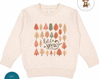 Let It Snow Retro Christmas Trees Kids Sweatshirt | Custom Kids Tshirt | Cute Baby Christmas Onesie® | Holiday Baby Gift