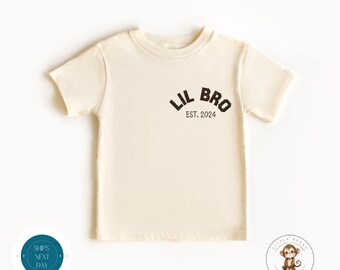 Lil Bro Est Year Custom Boys Sweatshirt | Little Brother Onesie® | Cute Announcement Sibling Reveal Shirt