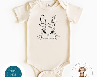 Easter Girl with Bandana Bunny Baby Onesie® | Cute Easter Kids Tshirt | Easter Bunny Present