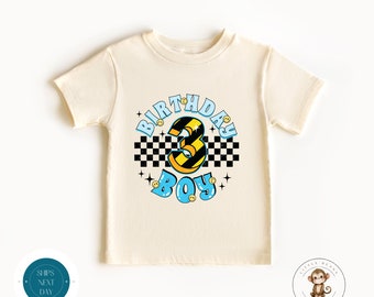 3rd Birthday Boy Construction Retro Baby Onesie® | Three Birthday Boy Tshirt | Birthday Party Shirt