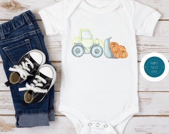 Bulldozer Pumpkins Onesie® | Custom Kids Tshirt | Cute Baby Fall Onesie®