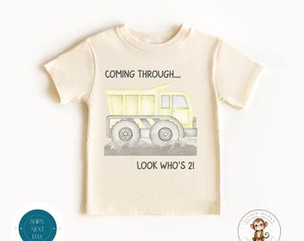 2nd Birthday Construction Birthday Kids Tshirt | Boys Second Birthday | Look Whos 2 Tshirt