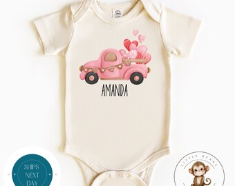 Pink Valentine Personalized Natural Kids Tshirt | Valentine Baby Onesie® | Baby Shower Gift | Cute Valentine Tshirt