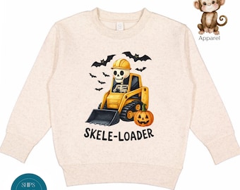 Skele Loader Construction Halloween Boys Sweatshirt: Kids Trick or Treat Party Shirt