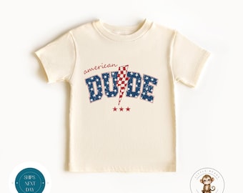 American Dude 4th of July Kids Tshirt | Custom Americana Baby Onesie® Outfit | Independence Day Kids Shirt