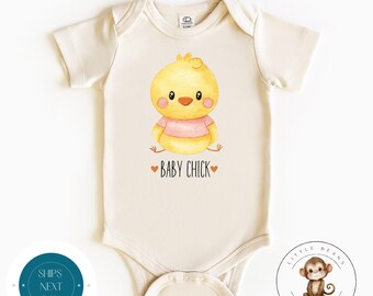 Baby Chick Easter Girls Onesie® Natural | Cute Easter Kids Tshirt | Custom Kids Sweatshirt