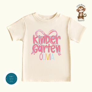 Kindergarten Personalized Pastel Bow Back to School Shirt |  First Day of Kindergarten Girls Shirt | First Day Kindergarten Girls Shirt