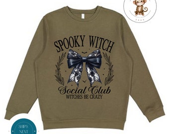 Spooky Witch Social Club Sweatshirt | Halloween Fall Cute Shirt | Cozy Hoodie Toddler Kids Adult | Gift For Her