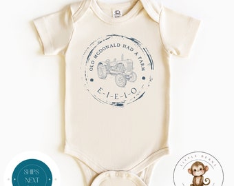 Old McDonald Baby Onesie® Nursery Rhyme | Old Mcdonald Kids Tshirt | Farm Animals Custom Onesie® Bodysuit | Baby Gift