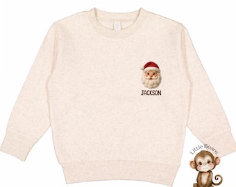 Personalized Faux Yarn Santa Christmas Kids Shirt | Holiday Custom Kids Sweatshirt | Choose Your Design