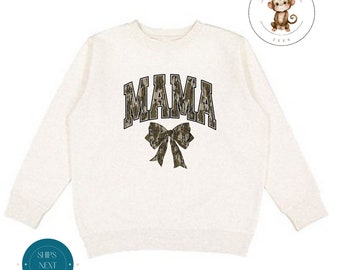 Camo Mama Womens Sweatshirt | Fall Hunting Thanksgiving Girly Shirt | Cozy Hoodie Toddler Kids Adult | Gift For Her