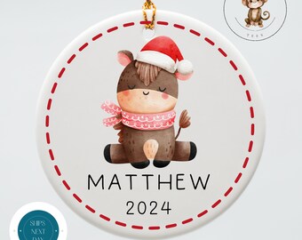 Farm Horse Personalized Christmas Ornament | Yearly Ornament Kids Gift | Keepsake Holiday Ornament