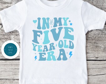 In My Five Year Old Era Blue Baby Onesie® | Fourth Birthday Boys Tshirt |  Birthday Party Shirt