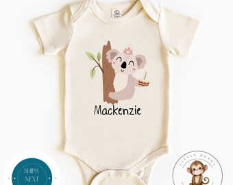 Koala Personalized Birthday Baby Onesie® | Cute Animal Birthday Kids Shirt | Custom Birthday Party Shirt