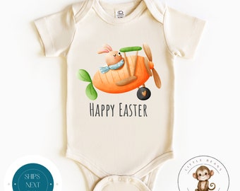Happy Easter Carrot Plane Baby Onesie® | Cute Easter Kids Tshirt | Easter Bunny Gift Onesie®