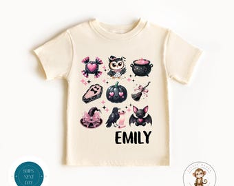 Girls Pretty Spooky Halloween Shirt | Girls Personalized Halloween Sweatshirt | School Halloween Party Shirt | First Halloween
