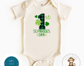 My First St Patricks Day Neutral Baby Onesie® Natural | Custom St Patricks Kids Tshirt | Irish Baby Outfit