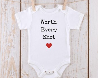 Worth Every Shot Heart IVF Baby Onesie® Kids Tshirt Baby Bodysuit Custom