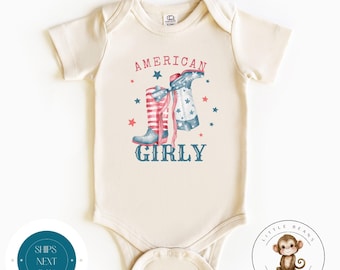 American Girly Cowgirl Boots Baby Onesie® | Country Horse Rodeo Girls Kids Shirt | Baby Shower Gift