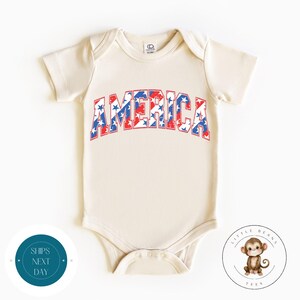 America Stars 4th of July Baby Onesie® | Traje personalizado para bebês da Americana | Independence Day Onesie®