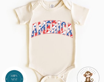 America Stars 4th of July Baby Onesie® | Custom Americana Baby Outfit | Independence Day Onesie®