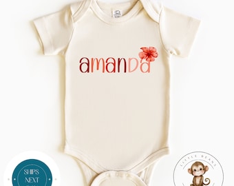 Hawaii Flower Name Personalized Onesie® | Baby Shower Gift | Personalized Name Tshirt |  Floral Onesie®