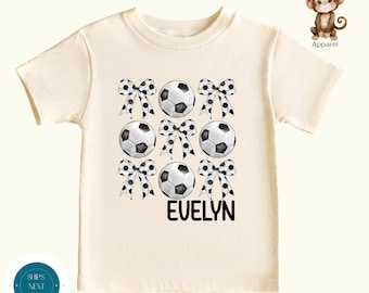 Soccer Bow Personalized Kids Shirt | Custom Sports Kids Sweatshirt | Sibling Baby Onesie®