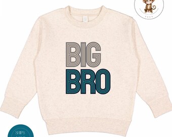 Big Bro Blue Vintage Retro Kids Sweatshirt | Big Brother Tshirt | Custom Cute Big Brother Onesie®