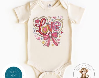 Love Hearts Retro Valentine Baby Onesie® | Kids Custom Valentines Day Tshirt | Custom Valentine Kids Sweatshirt | Valentine Outfit