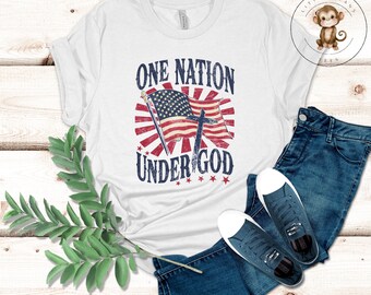 One Nation Under God Womens T-Shirt | Americana Womens Shirt | Independence Day Tshirt