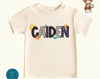 Personalized Space Theme Name Shirt | Custom Outerspace Unisex Tshirt | Cute Kids Sweatshirt | New Baby Onesie®