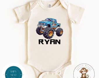 Big Truck Personalized Baby Onesie® | Custom Name Kids Tshirt | Baby Shower Gift