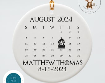 Personalized Baby Birth Ornament | Throne Ceramic Ornament | Baby Shower Gift | First Christmas Ornament
