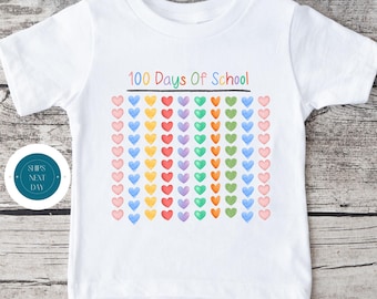 100 Day of School Hearts School Shirt |  Girly 100th Day of School Shirt | 100 items Tshirt or Sweatshirt